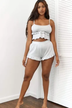 Lounge Underwear Schlaf | Frill Schlafanzug Kurze Hose -
